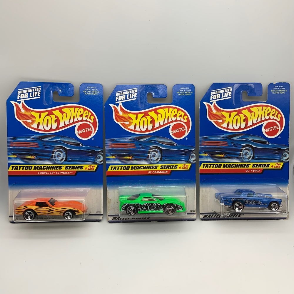 Vintage Mattel Hot Wheels 1997 Tattoo Machines Series Cars 1,2,& 4 SEALED!